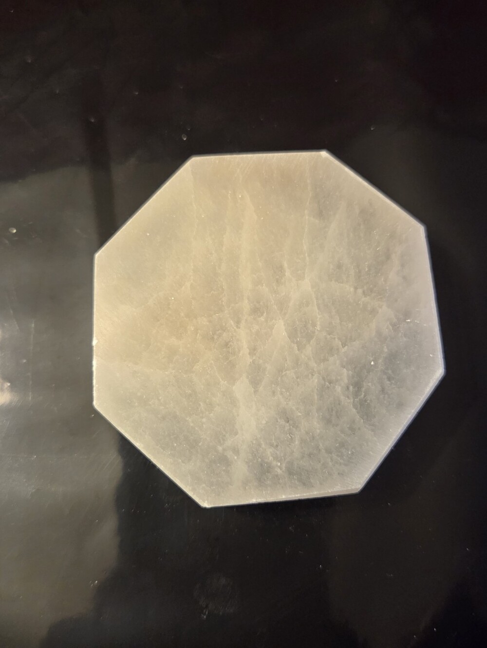 Octagonal Polished Crystal Plate Charging Station Metaphysical Altar Stone Decor